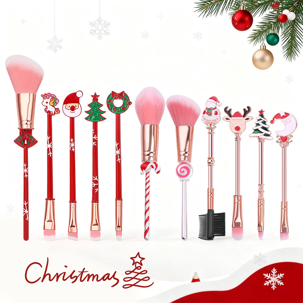 크리스마스 시리즈 메이크업 브러쉬, 창의적인 디자인, 캔디 크리스마스 트리 아이섀도우 브러쉬, 크리스마스 볼 특별 메이크업 도구