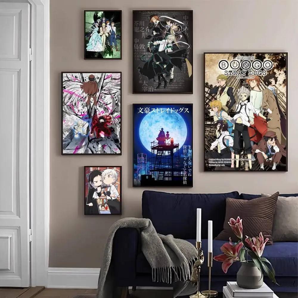 

Anime Bungo Stray Dogs Poster Good Quality Prints and Posters Vintage Room Bar Cafe Decor Home Decor