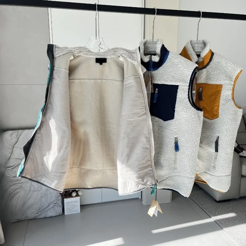 عالية الجودة صوف الضأن فضفاض الوقوف طوق الصوف جاكيت زيبرا الخريف والشتاء سميكة الدافئة لينة ومريحة زوجين سترة