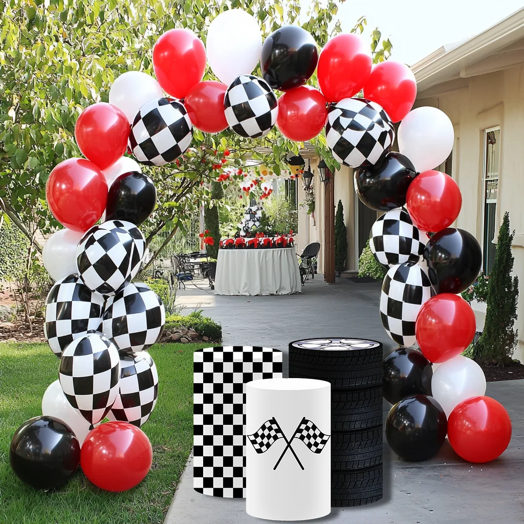 1 مجموعة (3 قطعة) اسطوانة يغطي الرياضة موضوع سباق السيارات حفلة عيد ميلاد بسط الركيزة غطاء استحمام الطفل مفرش المائدة ديكور الدعائم