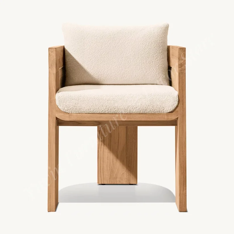 Custom Modern Luxury Patio Teak Wood Outdoor Dining Table and Chair Set All-Weather Waterproof Hotel Style Garden Furniture