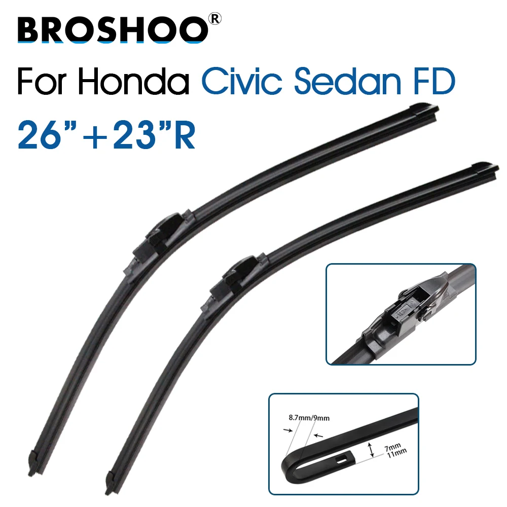 

Car Wiper Blade Front Window Windscreen Windshield Wipers Blades For Honda Civic sedan FD 26"+23R" 2006 2007 Auto Accessories