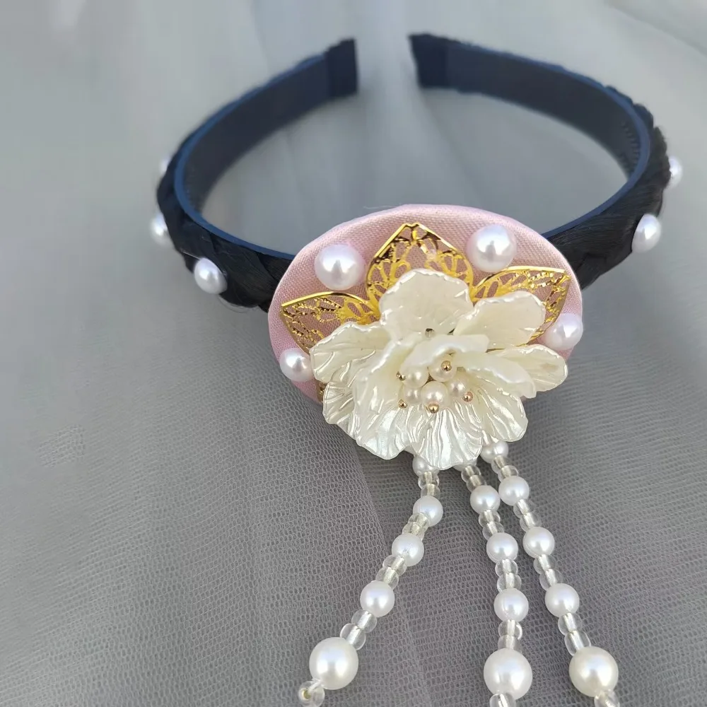 

Retro Flower Korean Headband Tassel Beaded Hanbok Hairband Ethnic Style Headdress Stage Dance Hair Hoop Ladies