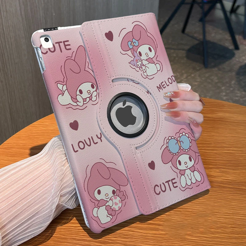 

Sanrio Cute My Melody Cartoon ipad10 Tablet Case Rotating Pro11 Leather Case Air6 Hanton ipad 9 Generation All-inclusive 10.2