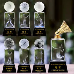 Customized Crystal Sculpture Trophy, Sports, Volleyball, Tennis, Badminton, Golf Games, Competition Awards, Home Decor
