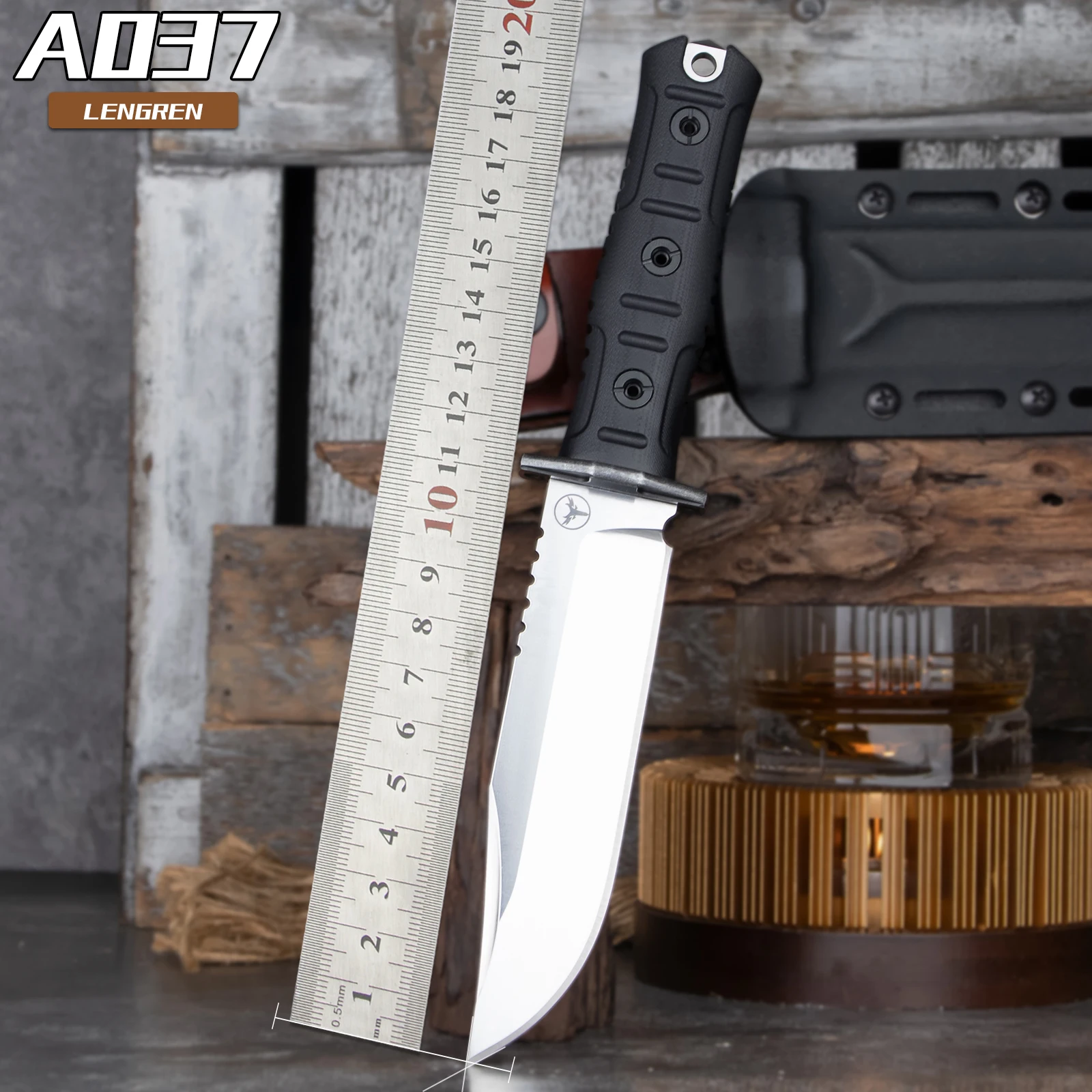 Bushcraft Knife Fixed - LENGREN A037 Sleipner Steel Heavy Duty