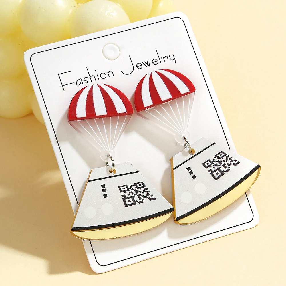 1 par de elegantes pendientes de cápsula espacial, pendientes acrílicos de erupción volcánica de diseño creativo, adecuados para el uso diario