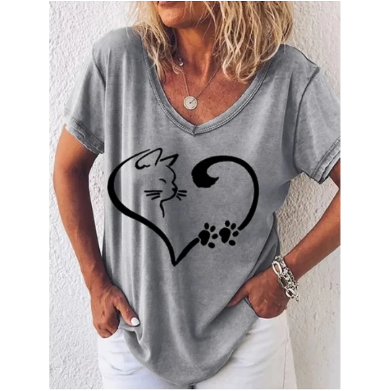 New women's loose and comfortable T-shirt short sleeved top with colorful animal pattern personalized commuting style for summer