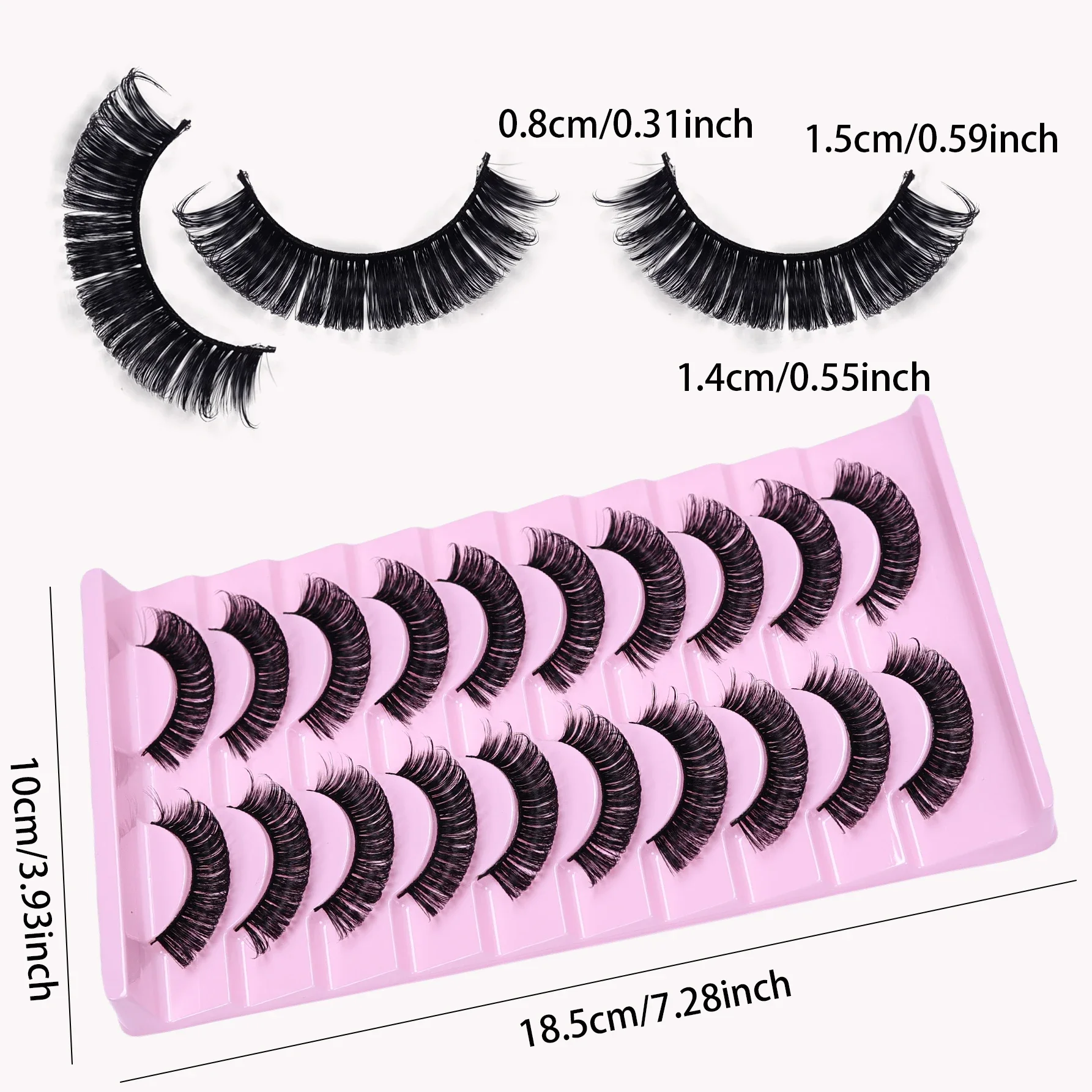 10Pairs Lashes D Curl 10-16mm Russian Lashes 3D Fake Eyelashes Reusable Fluffy Russian Strip Lashes