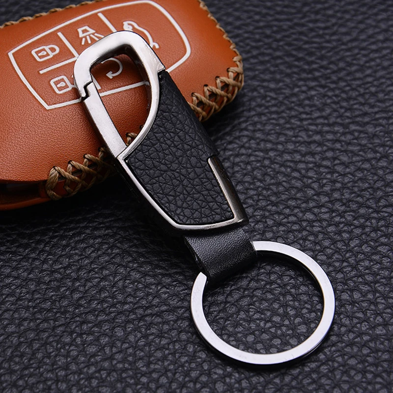 One Click Open Car Key Chain Pendant Double Ring Thickened Loss-proof Metal Simple And Fashionable Portable Men's Belt Key Chain