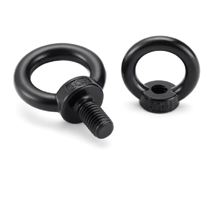 M3-M24 304 stainless steel Din582 eye nut screw mother circular ring cap lifting DIN580 eye screw ELECTROPHORESIS BLACK