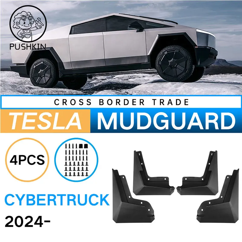 

MudFlaps For Tesla Cybertruck 2024 2025 Pickup Mudguards Mud Flaps Splash Guards Front Rear Wheels Fender Car Accessories 4Pcs