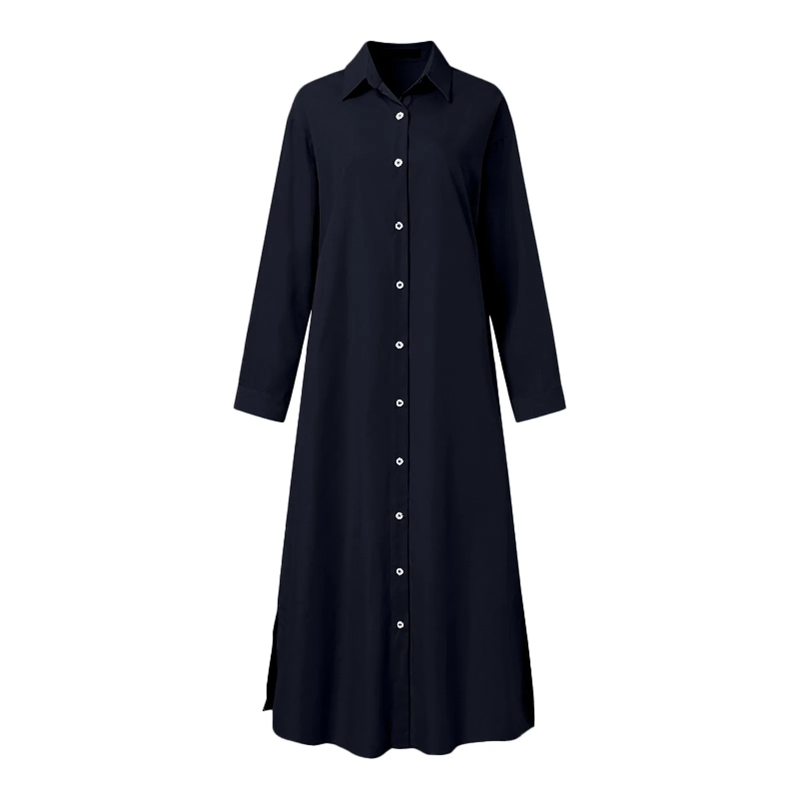 Ramadan Abaya 2024 Muslim Woman Dress New Cotton Linen Temperament Solid Colour Lapel Long Sleeve Loose Cardigan Shirt Dresses