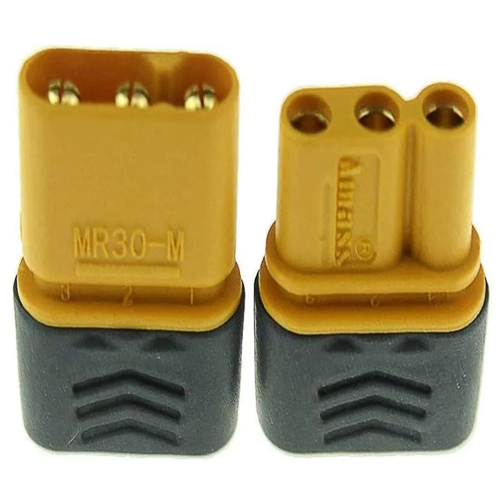 10PCS Amass MR30 Connector 3-Pin Male Female Locking Plug Set for High Power RC Drone Motor, Industrial Equipment Power Terminal