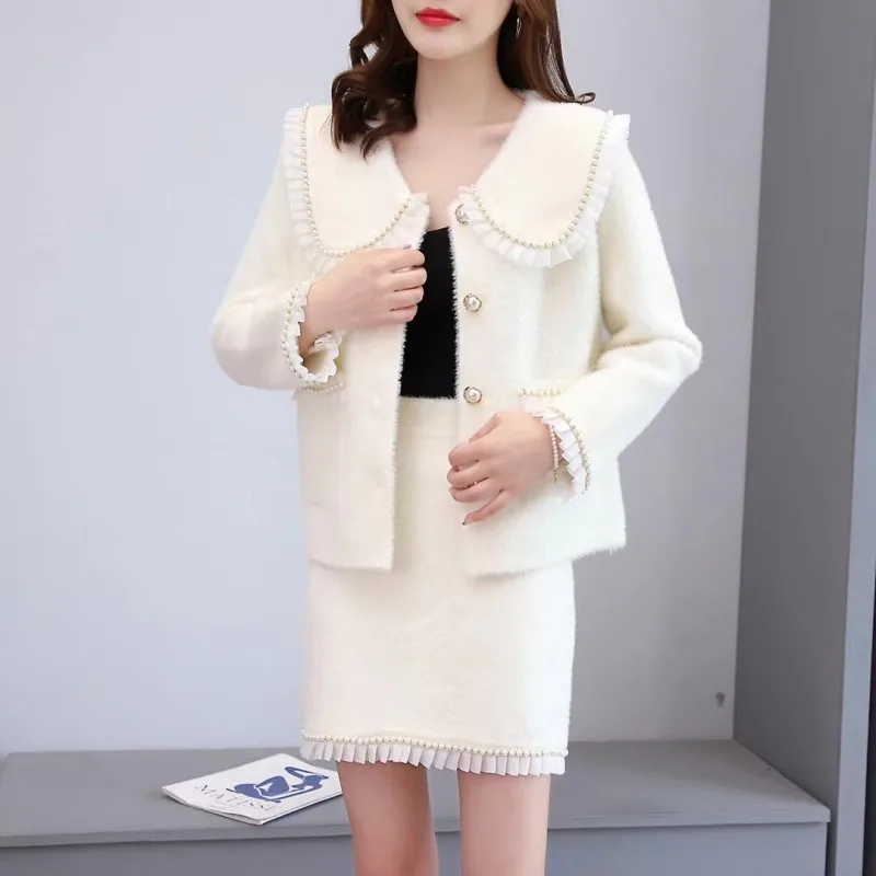 

Chic Style Suit Elegant Socialite Autumn Winter 2024 Spring New Arrival Hot Knit Two-Piece Set for Women Female Office Lady