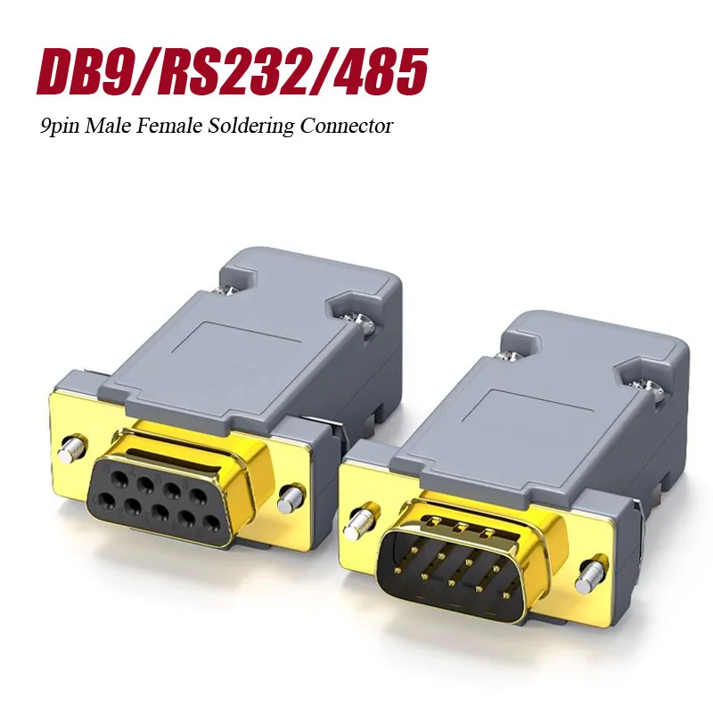 Gold Plated DB9 RS232 Serial Port Plug 9Pin 232 Head COM Connector D-type 9-pin Computer Interface 485 Port Terminal Adapter