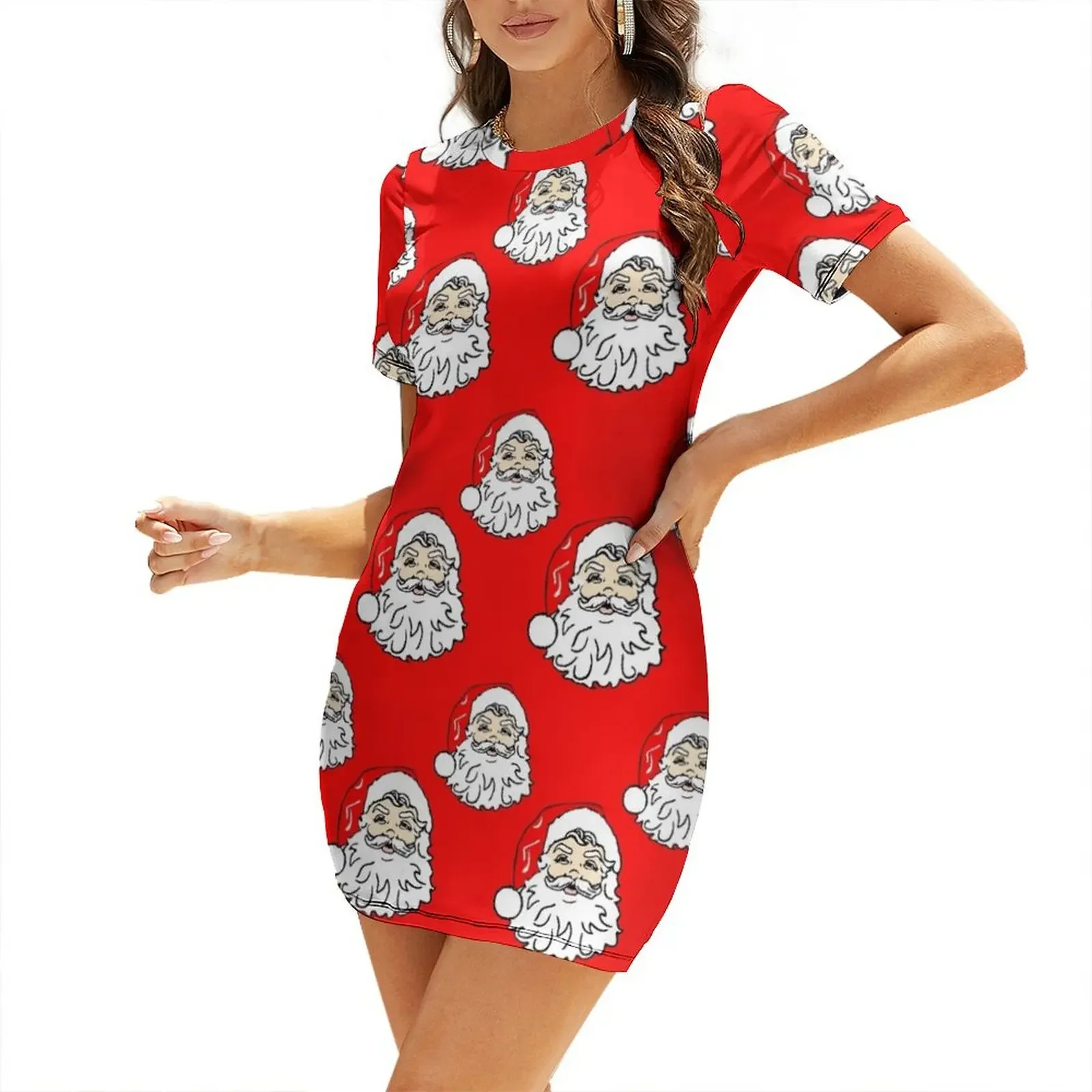 

Santa Claus Design Short-Sleeved Dress summer woman dress 2026 Female clothing dress korean style evening women