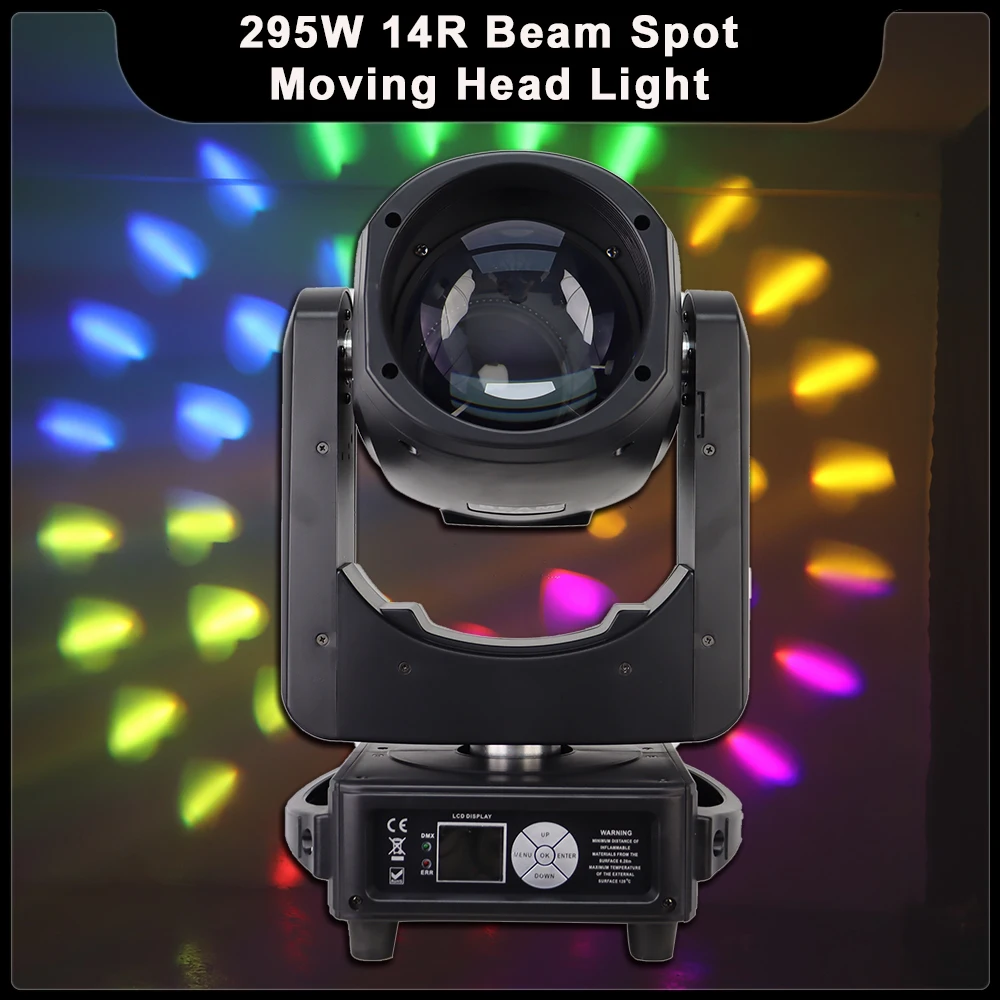 

YUER 14R 295W Moving Head Light Beam Spot Zoom 48-+8 Prism Rainbow Effect DMX512 DJ Disco Party Wedding Stage Lighting Effects