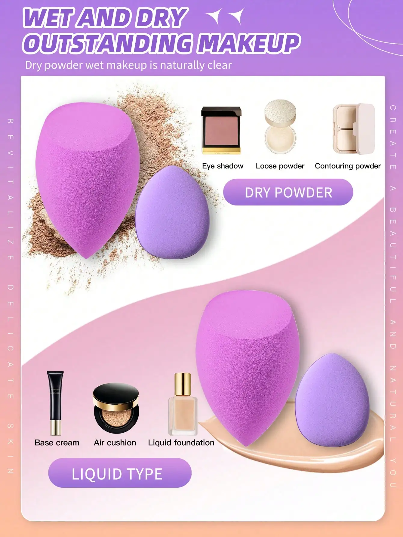 Makeup Sponge Set Blender Sponges 10 Pcs for Foundation Powder Liquid Professional Beauty Sponge Super Soft Facial Makeup Tools