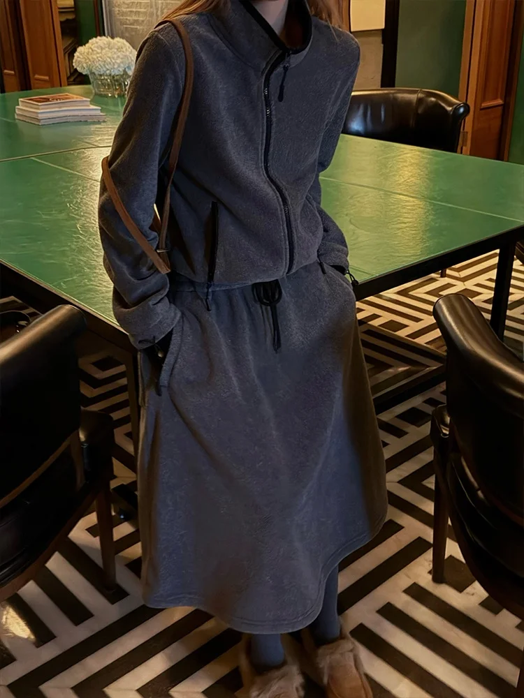 

MSKIN6 Women's Fce ort Jaet Autumn Winter Polyester Fiber Stand Collar Slimming Warm Casual Sle Zipper Closure Long ...