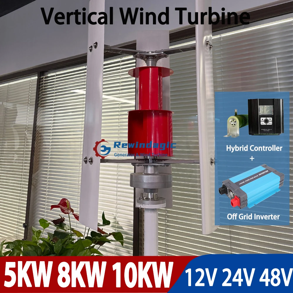 

10000W Vertical Wind Turbine 3Blades New Energy Wind Power Permanent Magnet Generator 5000W 24V 48V Off Grid System Household