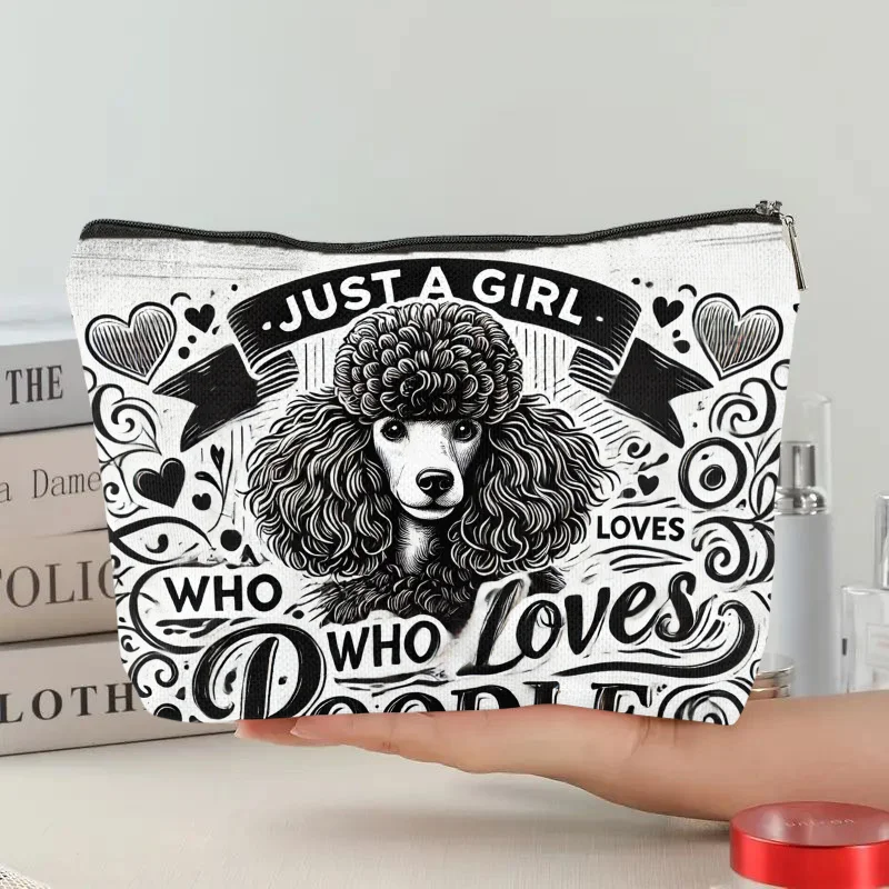 

A Poodle Enthusiast Pattern Makeup Bag - Cute Multi-functional Zipper Bag For Women, Jewelry Storage Bag
