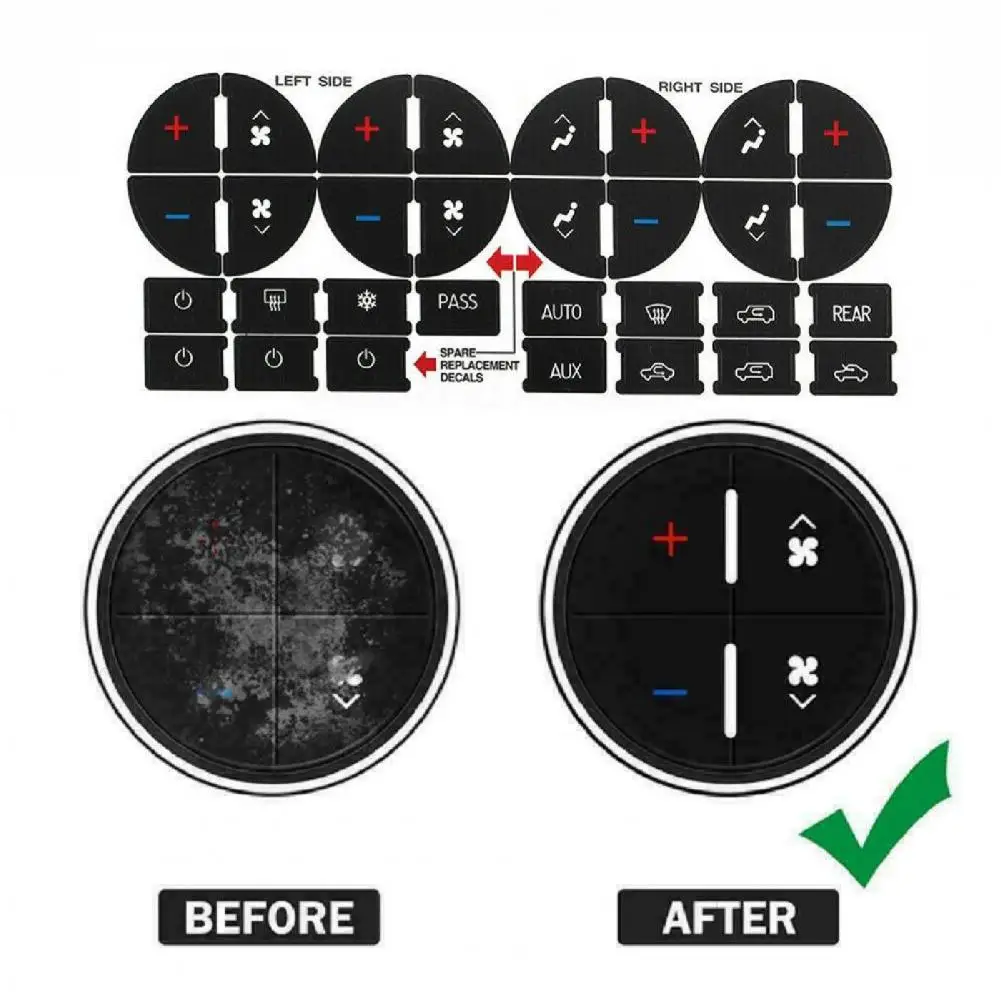 Climate Control Button Sticker Repair Replacement for ChevroletAvalanche 2007-2015 Button Sticker Sticky PVC