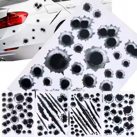 Personalized 3D Bullet Hole Car Stickers Creative Bumper Body Side Decal Funny Scratch Fashion 2025