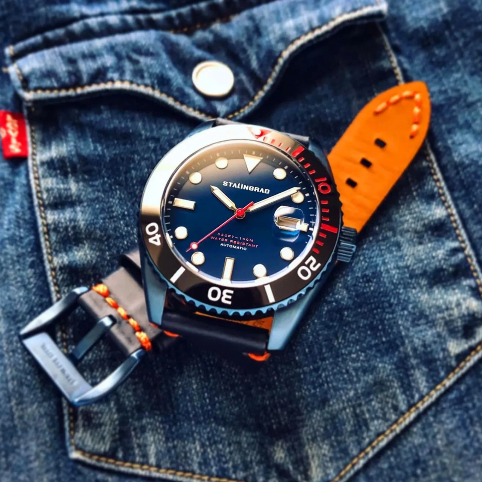 Stalingrad Men's Mechanical Watches Miyota-8215 Ceramic Bezel Sapphire Crystal 44mm Waterproof 100m Wristwatch