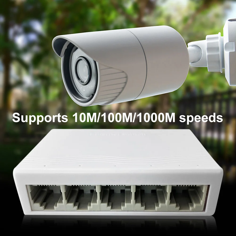 5 Port Gigabit Ethernet Switch High Performance Smart Switcher 10/100/1000Mbps Home Network Hub Plastic/Metal Case Plug & Play