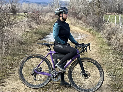 Imagen 2 del producto DAREVIE Culotte con tirantes de ciclismo Winter PRO Level Impermeable a prueba de viento Forro polar térmico Almohadilla de gel Pantalón de ciclismo Pantalones de ciclismo cálidos calientes