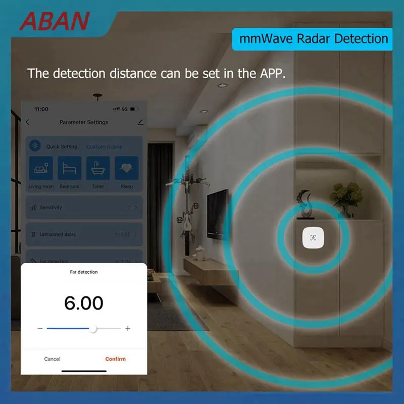 ABAN 5X Tuya Zigbee Mmwave 人間存在センサー輝度マイクロ波レーダー検出 PIR モーションセンサー壁マウント