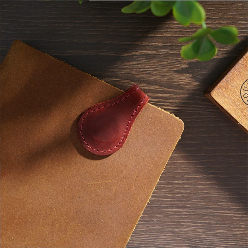 Hand Stitched PU Leather Magnetic Bookmark Handmade First Layer Cowhide Clips Traveler's Notebook Decoration