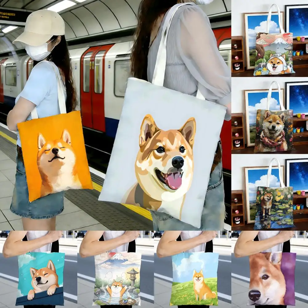 Alert Independent S-Shiba Inu dog Storage Bags Printed Series Shoulder Bag Portable Daily Lightweight Tote Bag