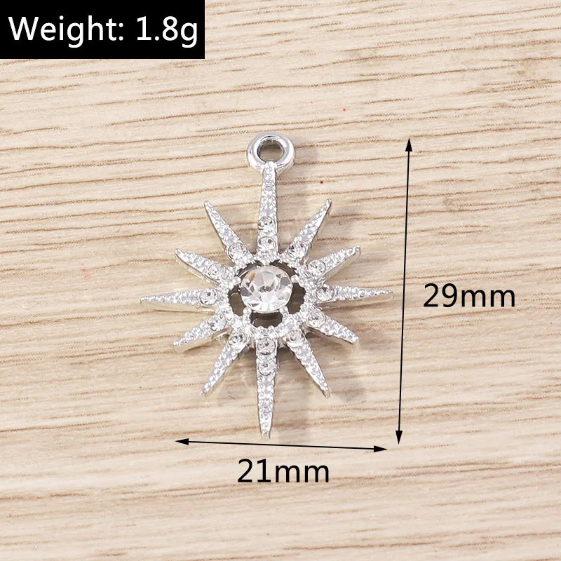 Tusember 10 Stück Exquisite Kristall-Sonnen-Mond-Stern-Anhänger für Schmuckherstellung, Modische Ohrringe, Halsketten, DIY-Anhänger – Detail 12