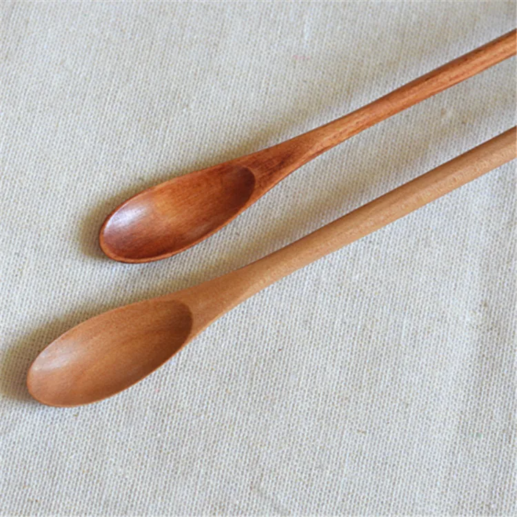 Natural  Wooden Spoon with Long Thin Handle Stirring Rod Mixing Spoons Dessert Coffee Tea Honey Spoons Tableware 20x1.2CM