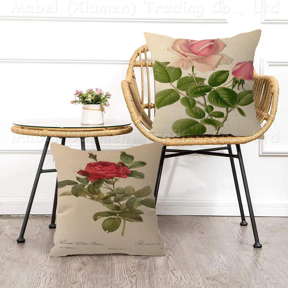 

Retro Beautiful Rose Flower Cushion Cover Decorative Pillow Sofa Home Decor Case Pillow Cases