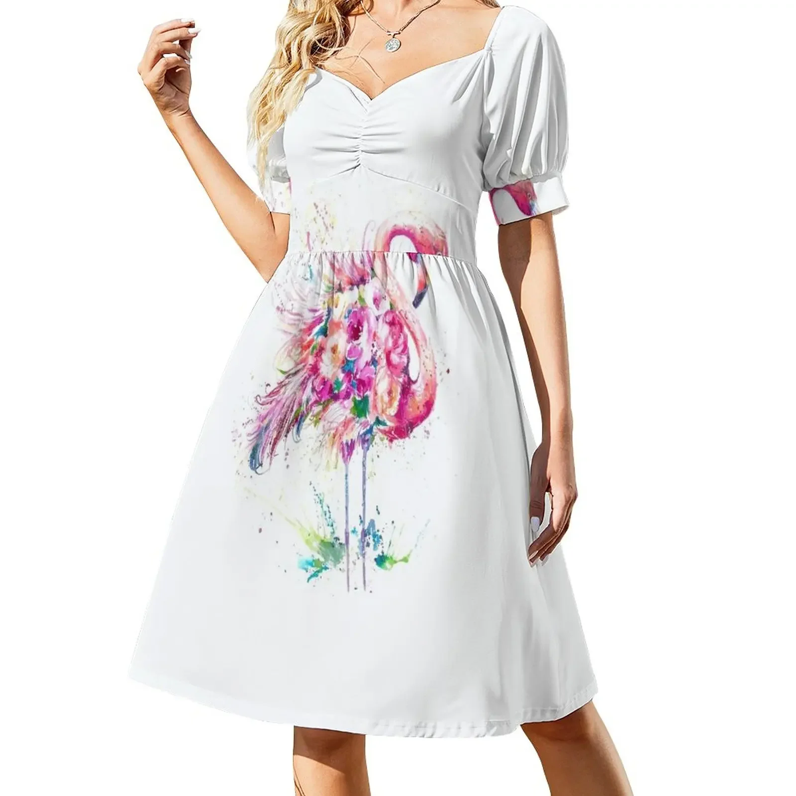 

Flowery flamingo Short-Sleeved Dress elegant evening dresses for women 2025 clothing women summer 2025 summer dress korean women