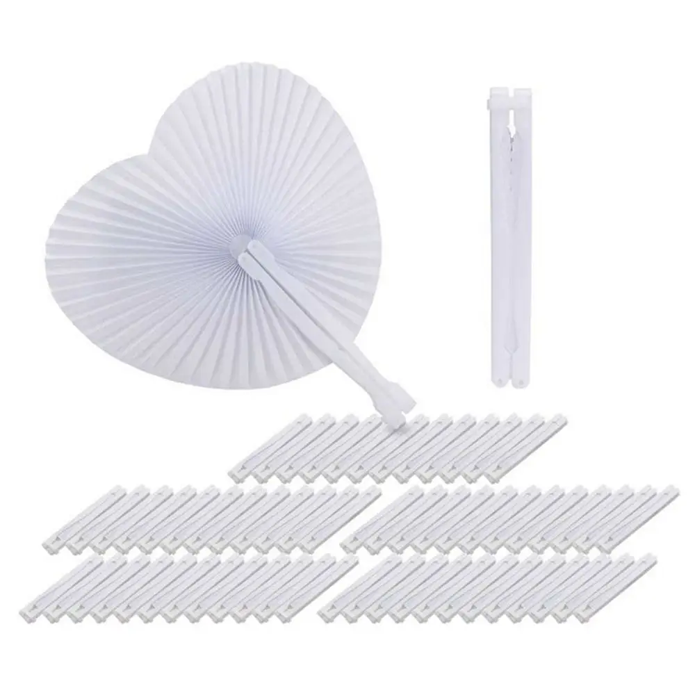 

White Handle Plastic Cooling Tools Anniversary Birthday Handheld Wedding Party Toy Fan Craft Fan Paper Fan Folding Fan