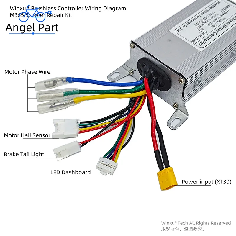 36V 350W Electric Scooter Brushless Motor Universal Controller LED Dashboard Display Accelerator Set for Xiaomi M365 Repair