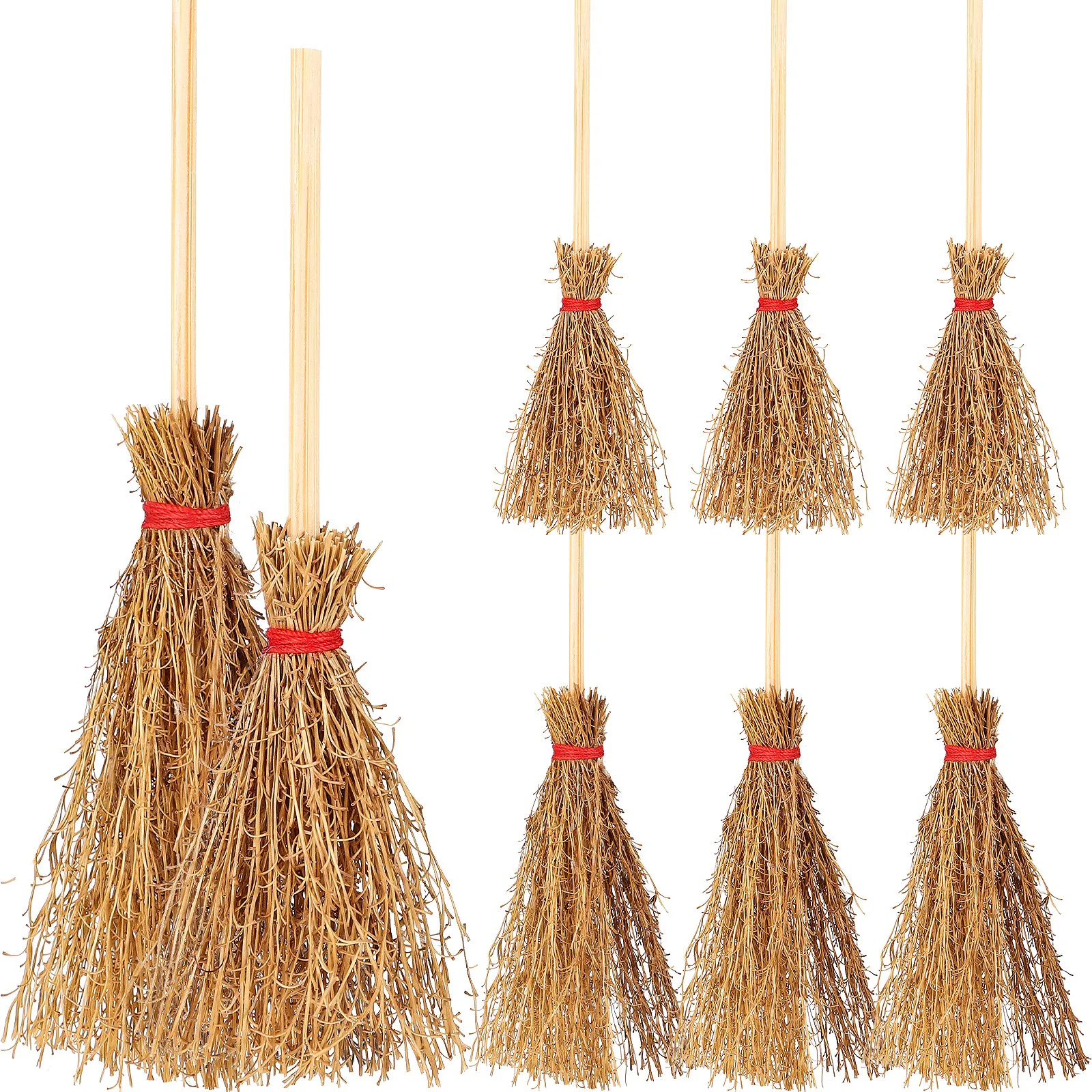 

10Pcs Miniature Hand Brooms Beech Wood Tiny Broomsticks for Dollhouse Decor Party Halloween Wizard Props Craft Accessories