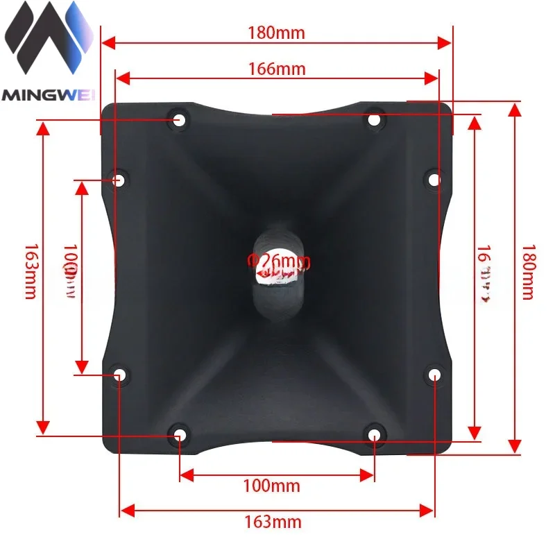 MW Audio 7 Zoll Quadratischer Hornhochtöner 34/44 Kern RC180 PU Kunststoff Lautsprecherzubehör – Detail 1