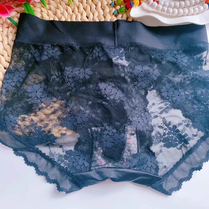 ملابس داخلية مثيرة للرجال من الدانتيل ملابس داخلية رفيعة من الحرير الجليدي والساتان محدبة ملابس داخلية سيسي بدون خياطة عالية الخصر سراويل داخلية مثيرة #3