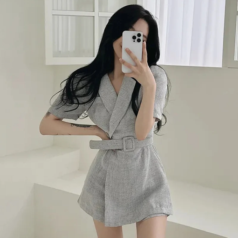 Coreano Sle Chic Summer Vintage Colletto rovesciato Cintura in vita Dimagrante Bubble Sve ort Dr Abito da donna Dr