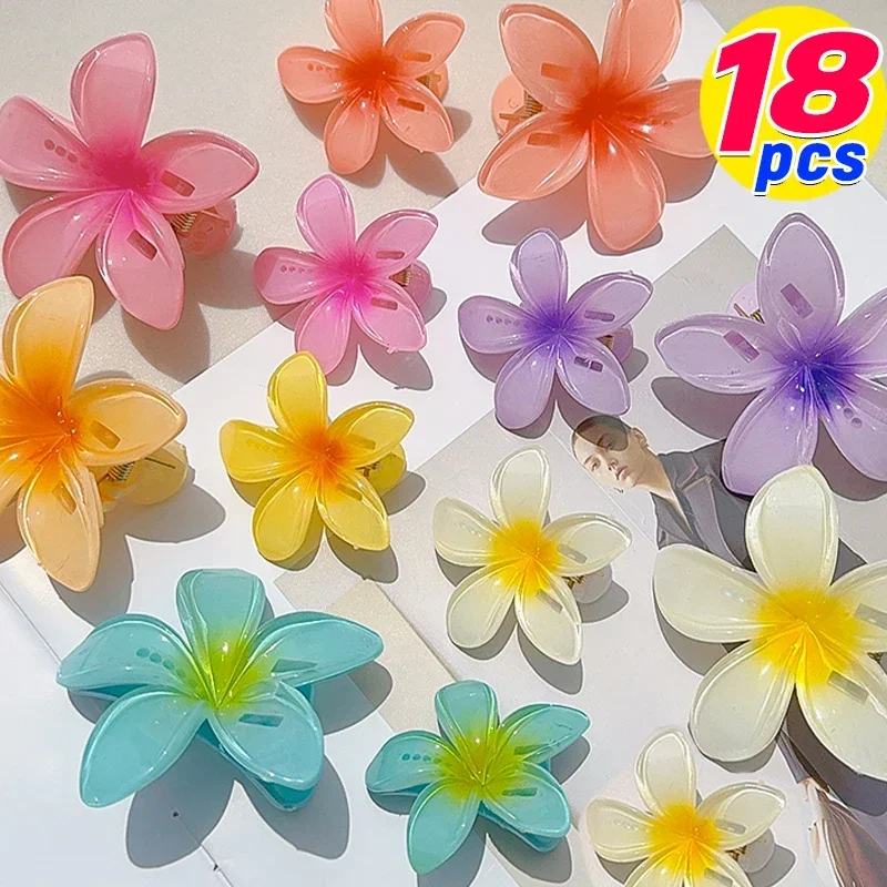 Fashion Beach Vacation Bohemia Egg Flower Hair Claw Hair Clips Gradient Flower Large Hair Claw Hairpin Women Girls Accessories