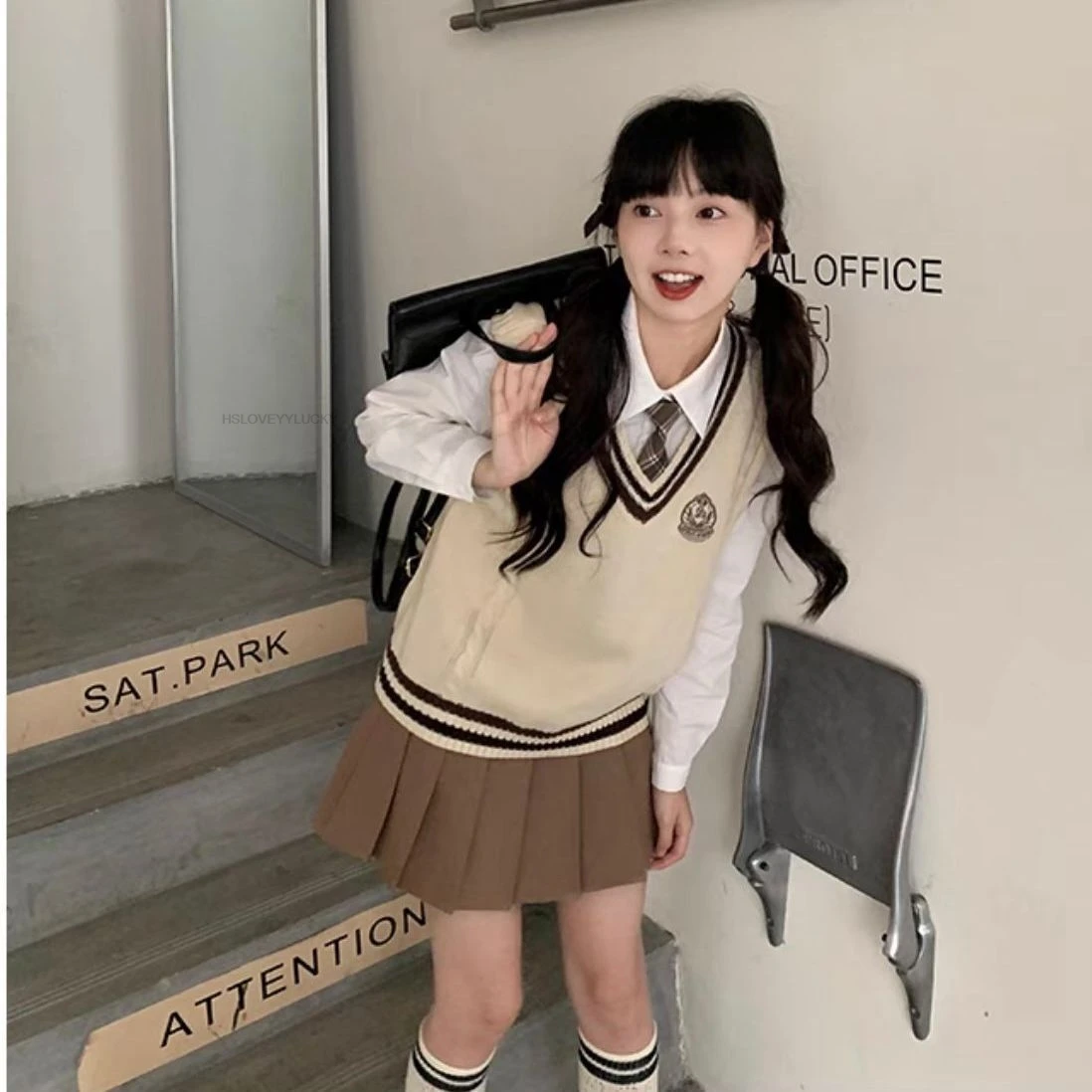 Autumn Korea Style Fashion Suit women's Shirt Vest Top Skirt Temperament Vest College Style School Uniform Girl Jk Set