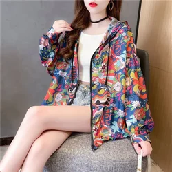 Women's Trench Coat Jacket Hooded Sun Protection Clothing Summer Loose Large Size Anti-UV Breathable Thin Outdoor Sportswear New