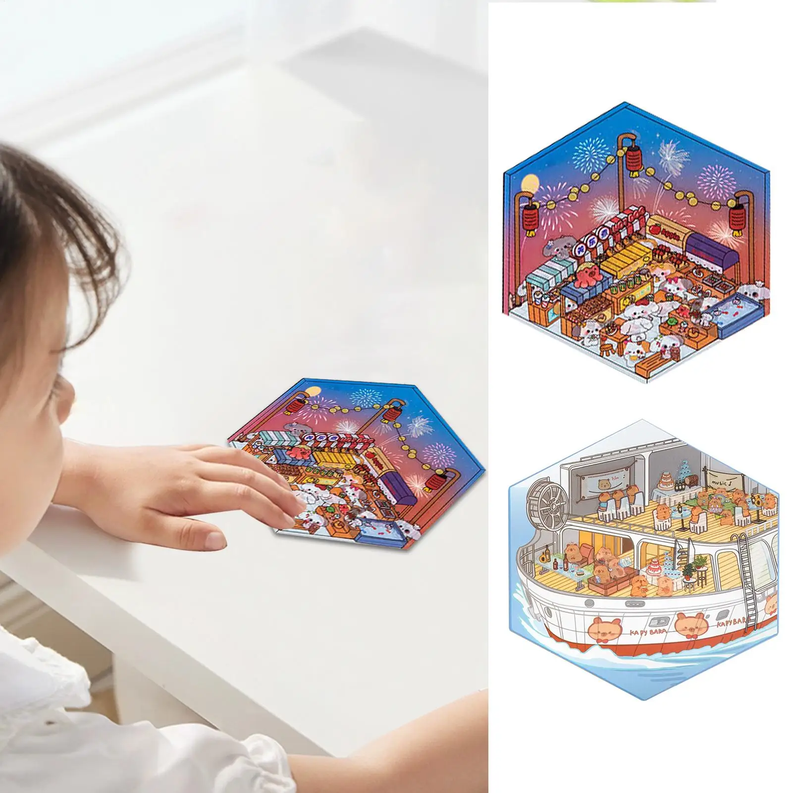 Sticker Scenes For Adults 3D Miniature Scene Landscape Stickers Cartoon Decals Arts Crafts Educational Toys Cute Decor