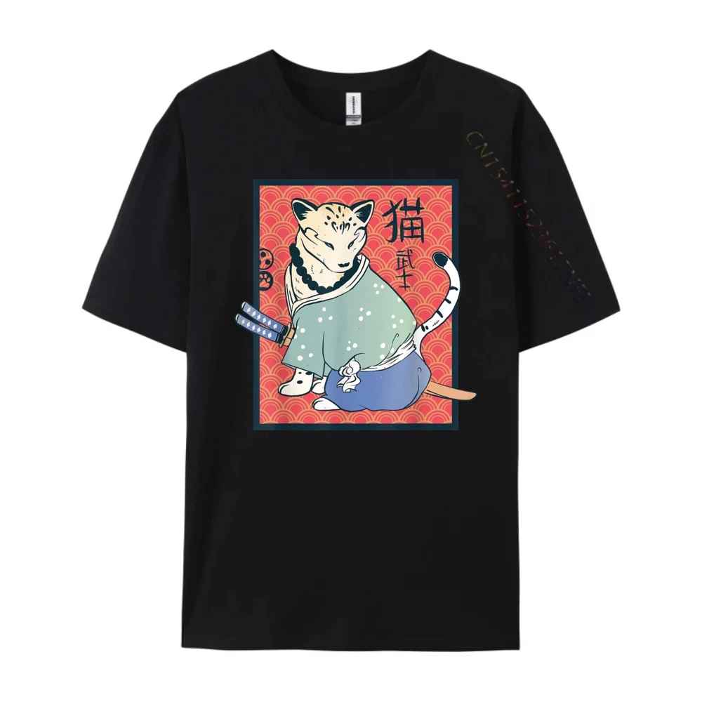 

Anime Art Japanese Vintage Warrior Tee Graphic Cat Samurai Clothing Luxury T-Shirt Graphic Tee Cotton T Shirts For Men