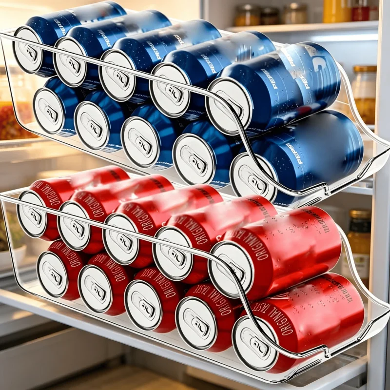 Multi-Functional Kitchen Storage Cans & Can Dispenser - Organizer for Soda Cans in Refrigerator/Freezer
